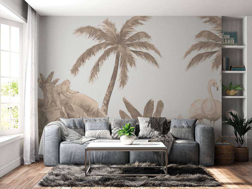 Apor och flamingos