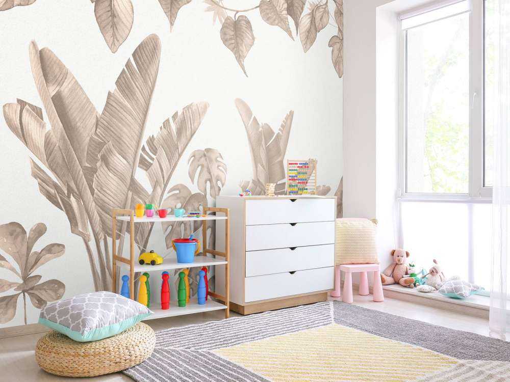 Jungle leaves i taupe