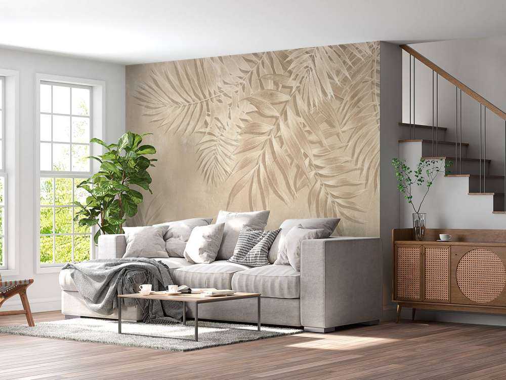 Teksturerte palmeblader, beige