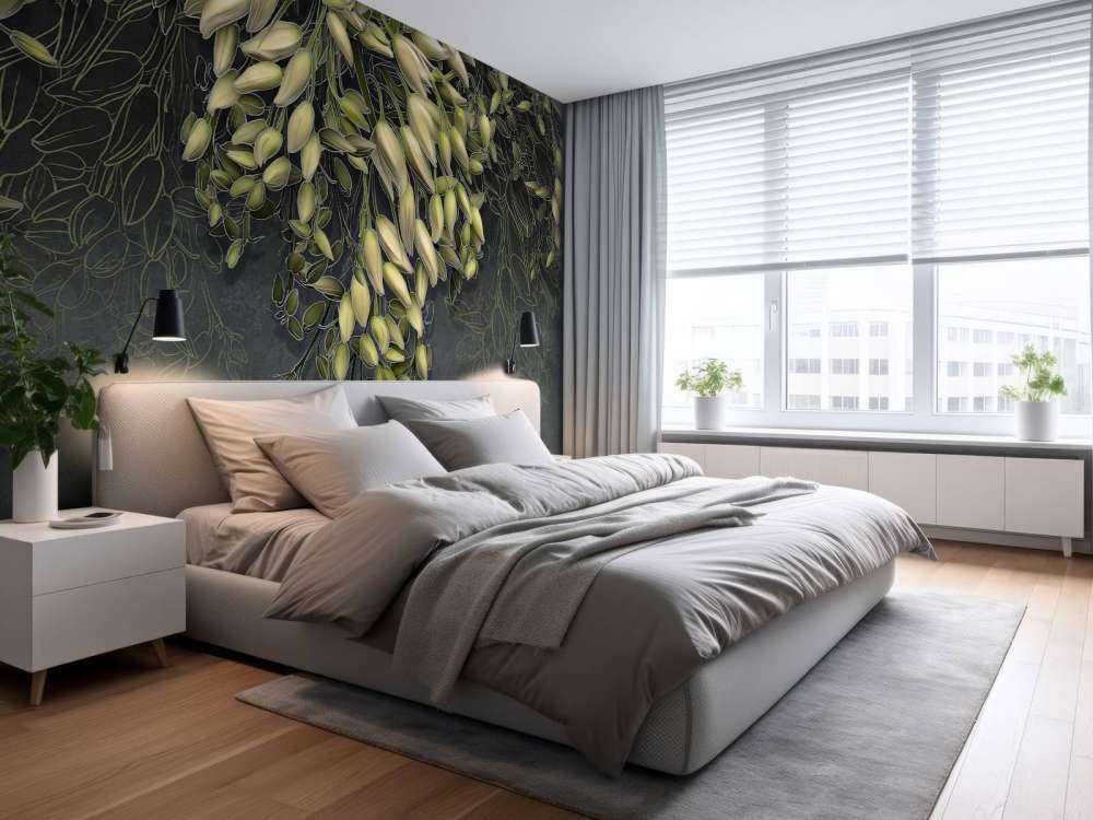 Hvite blomster kalyxer på en mørk grå betongkonstruksjon