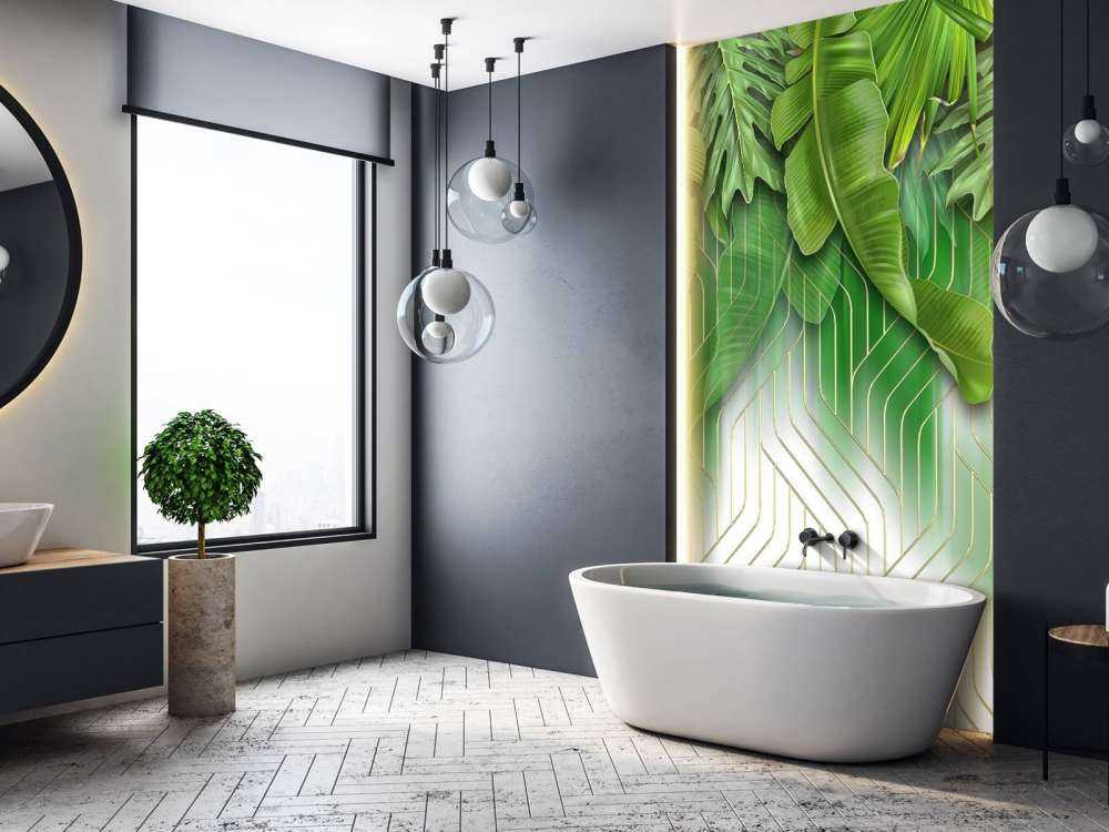 Gyldne linjer effekt med grønne blader