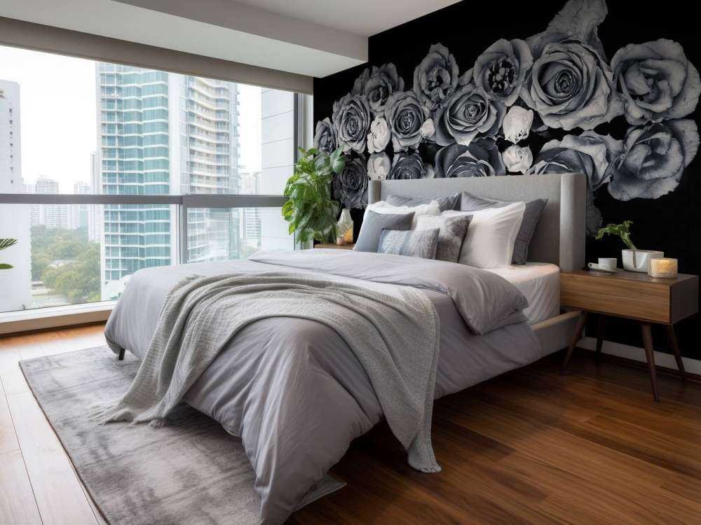 Rosebukett svart-hvitt