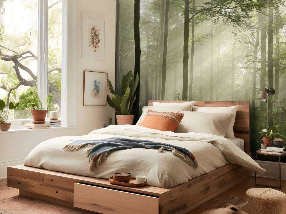 Grønn skog i tåken