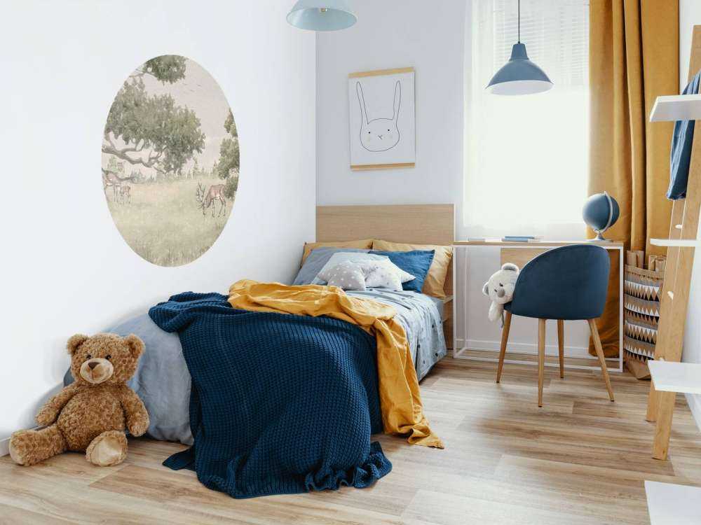 Landskap med dyr i beige