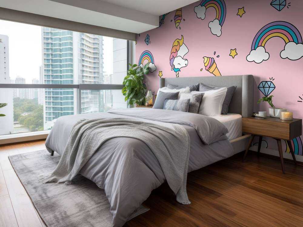 Fargerikt enhjørningsmønster