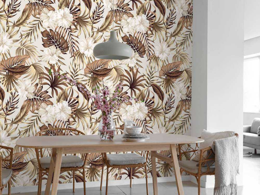 Tropiske blomster, beige