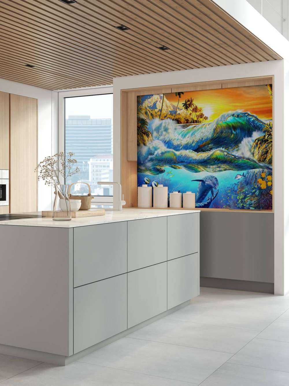 Hawaian Dawn_Waves and Dolphins