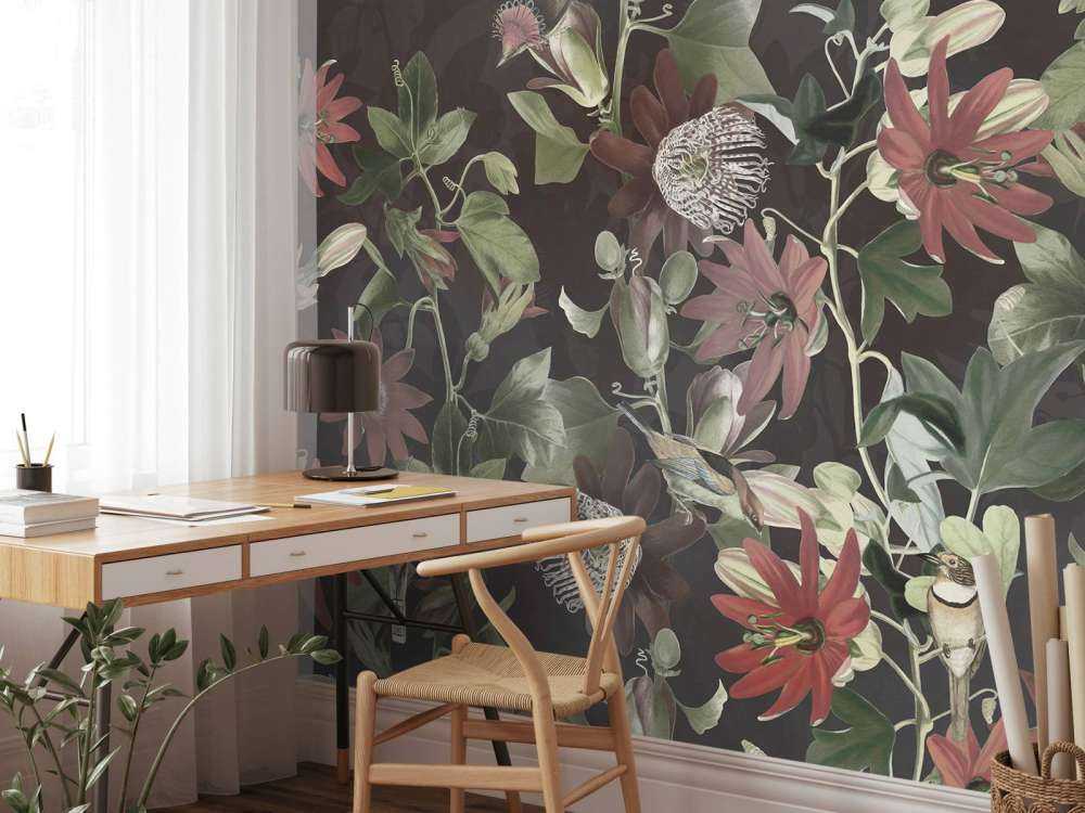 Sju fåglar i förtrollad lövverk - Midnatt blomma