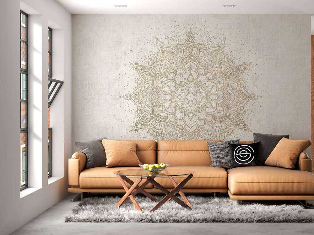 Mandala med gyllene gnistor - beige
