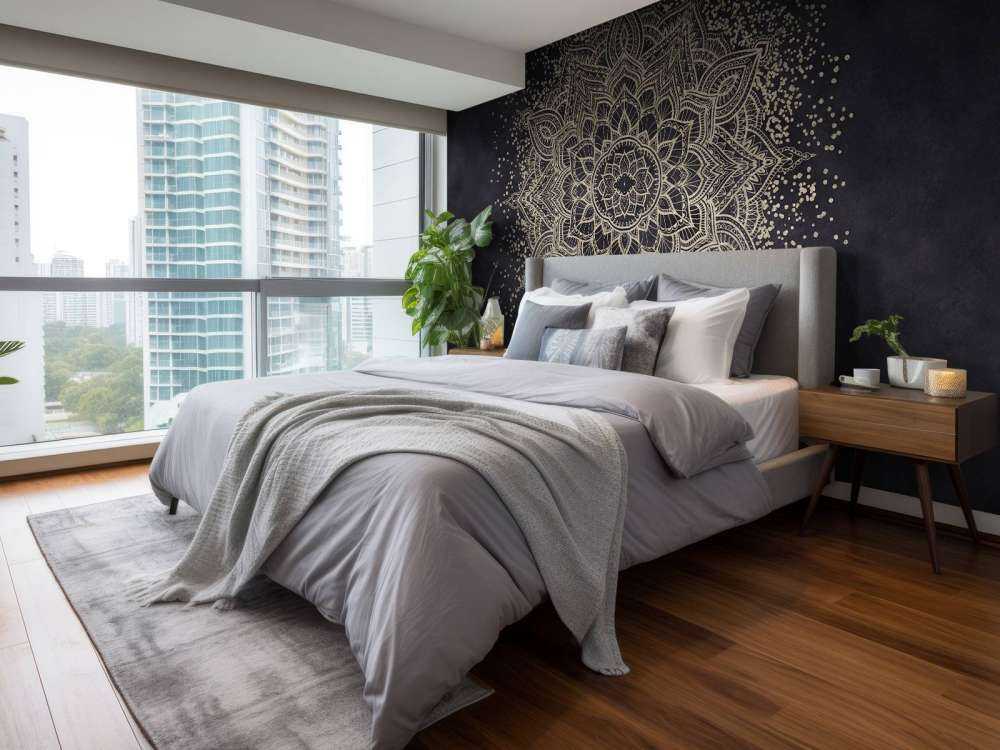 Golden Sparkling Mandala - mörk marinblå