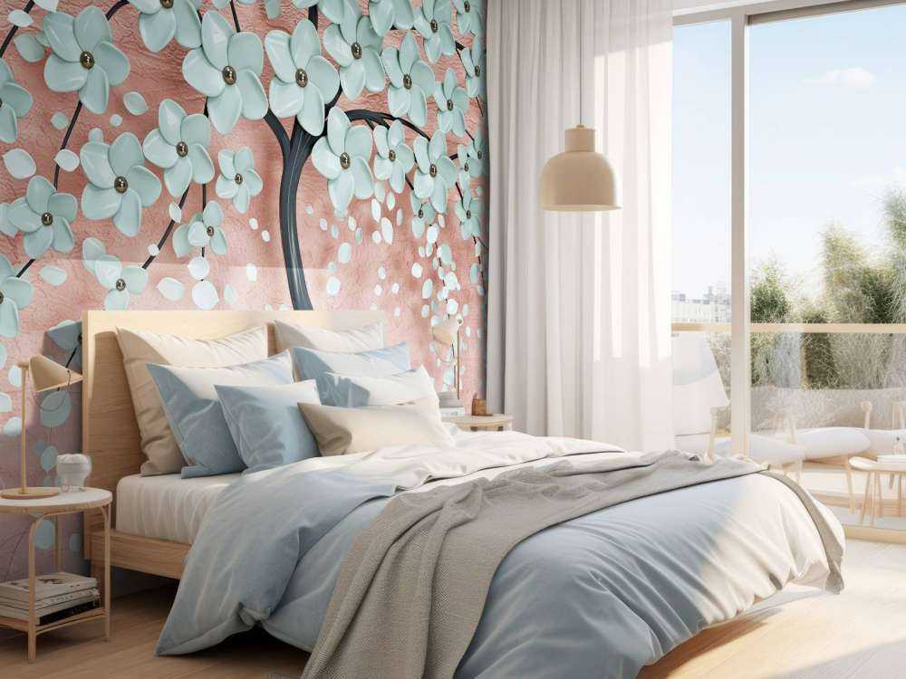 Svart fantasiträd med mintblommor