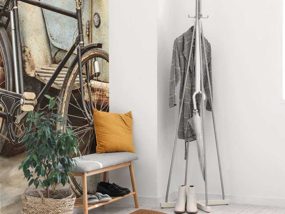 Retro gammal cykel med lastbil