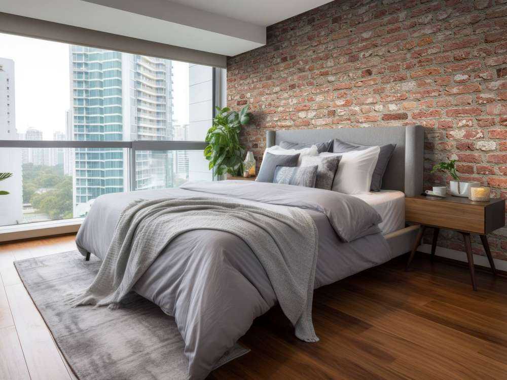 Vägg med tegelstenar i olika färger