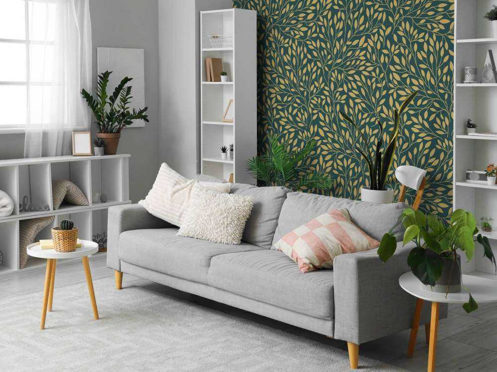 Lyxigt blommönster gult guld