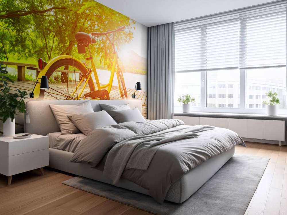 Gul cykel på brygga