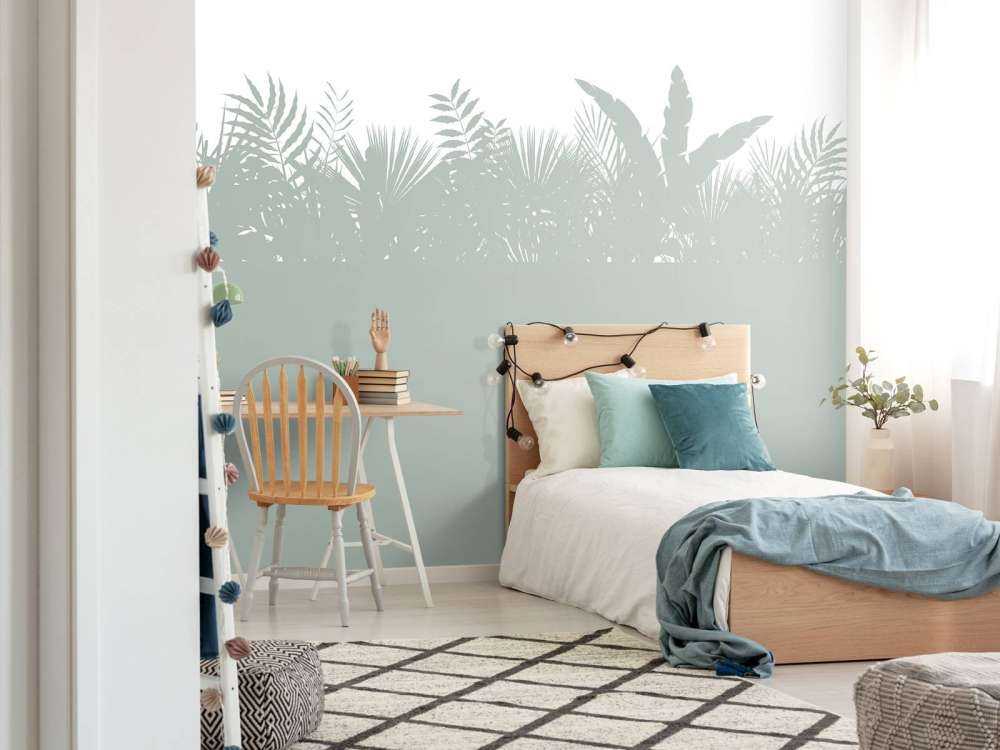 Silhuetter palmblad, ljusgröna