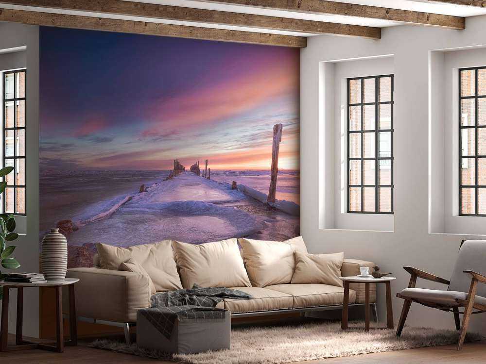 Stolphuvuden på det frysta Östersjön