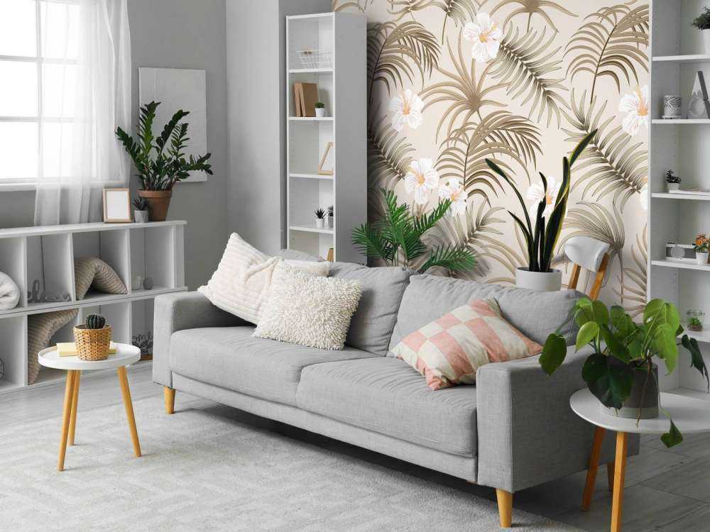 Palmblad och blommor