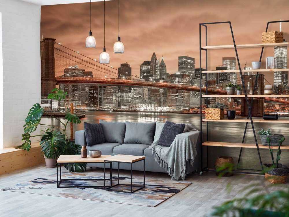 Brooklyn Bridge och Manhattan