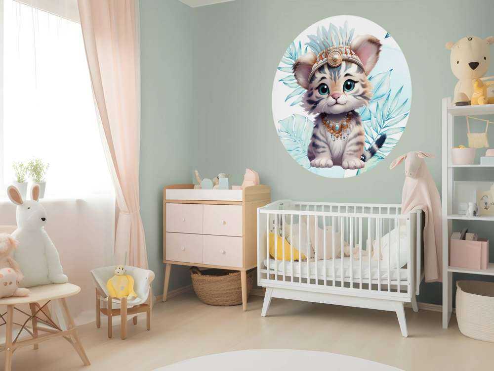 Tigerunge og blåt blad