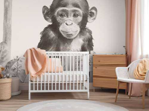 Chimpansebaby i junglen beige