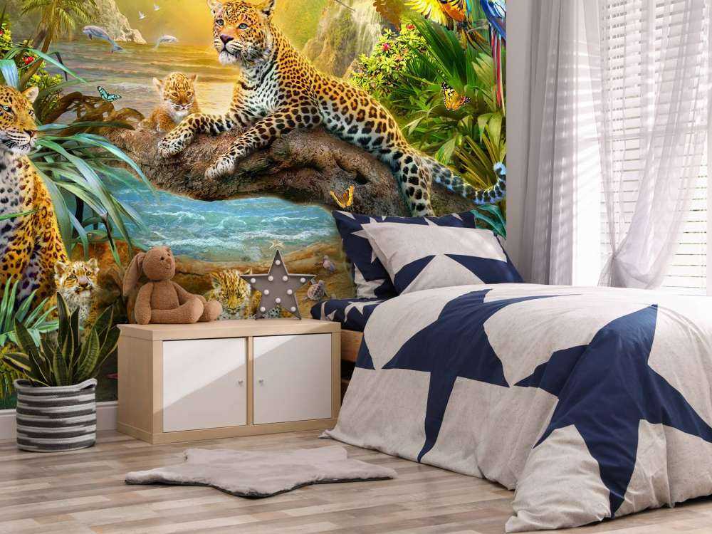 Leopards Family in the Bay