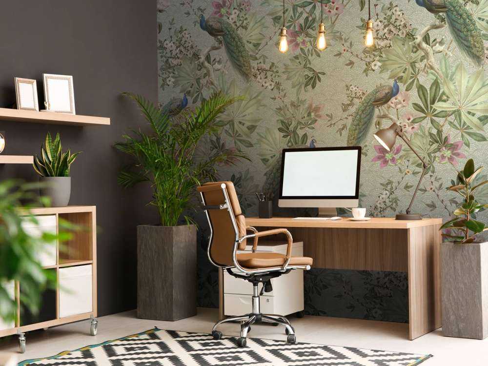 Vintage påfugle i haven - mintgrøn