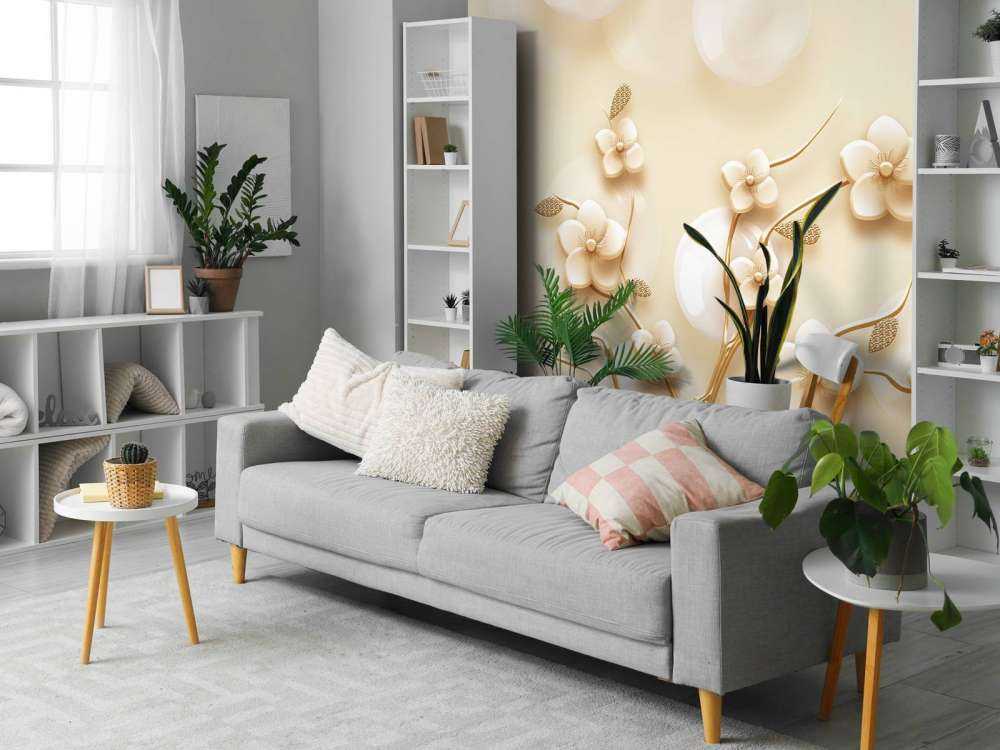 Gylden gren med blomster