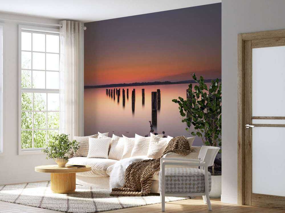 Lyserød stille strand