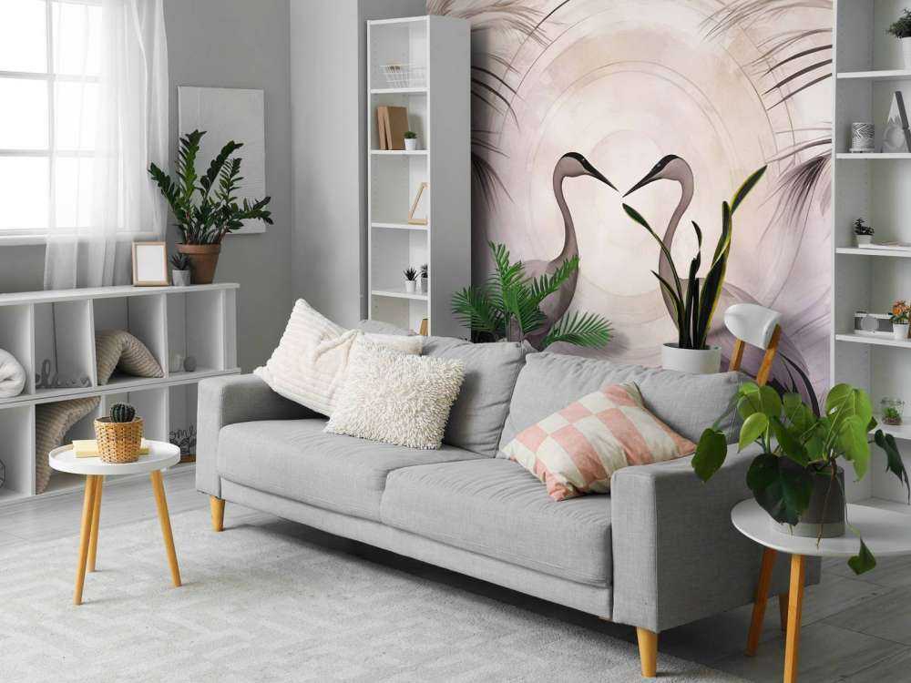 Kraner ved solnedgang grå