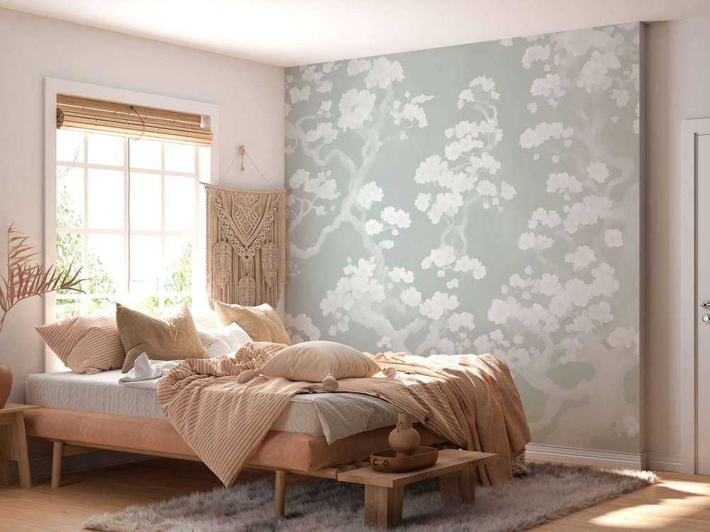 Vidunderlig blomstrende skov - mintgrøn