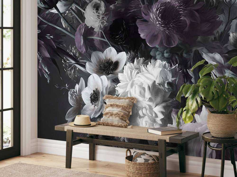 Stort buket med anemoner Lilla