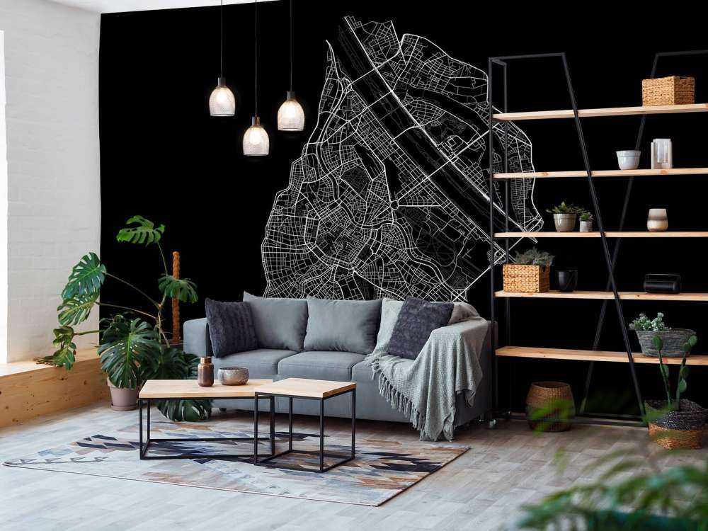 Kort over Wiens centrum, sort