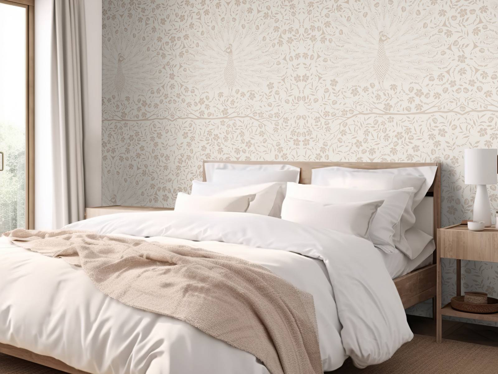 Klassisk elegant påfugledamaskmønster - taupe