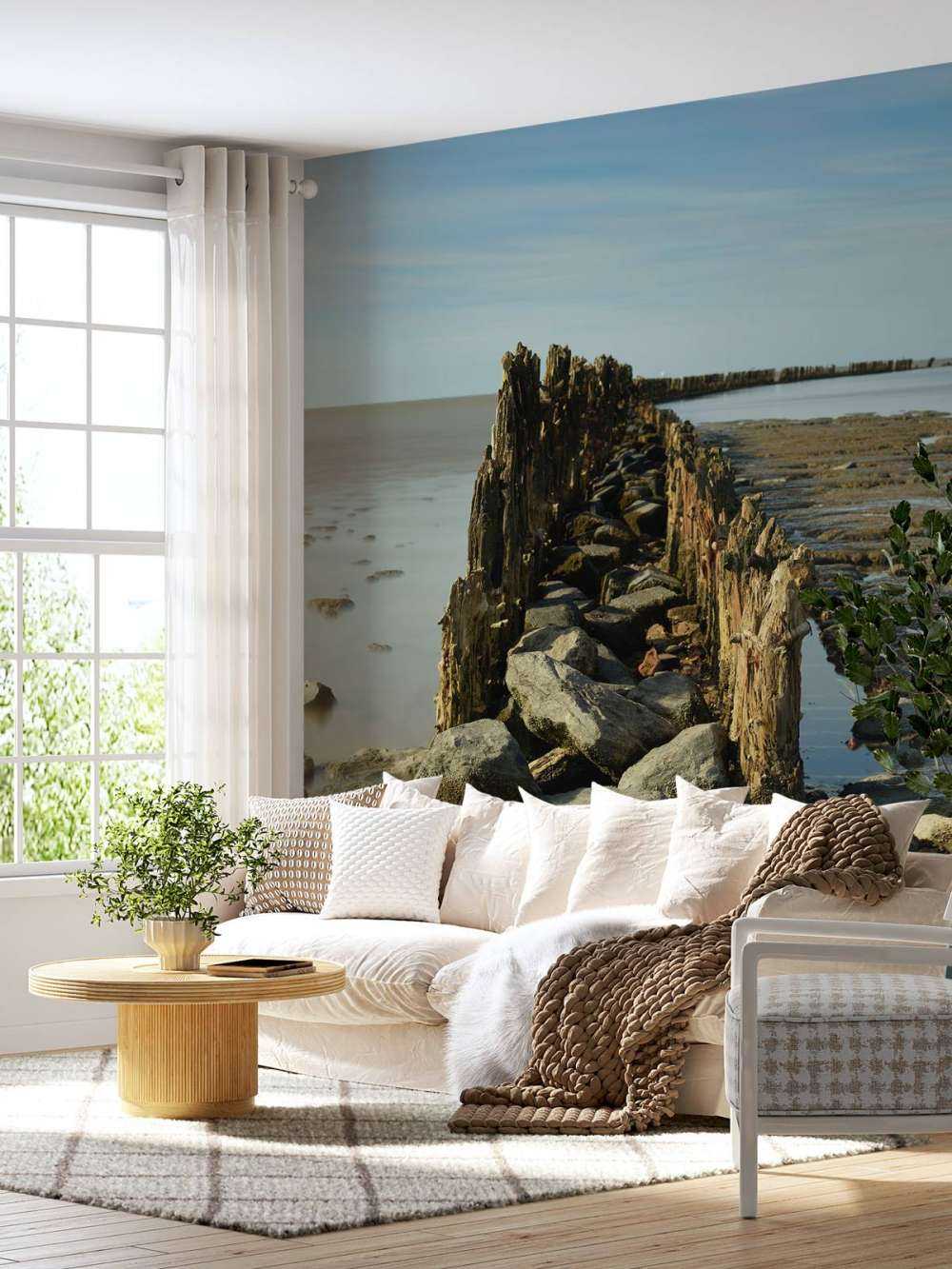 Bølgebryder af træ og sten