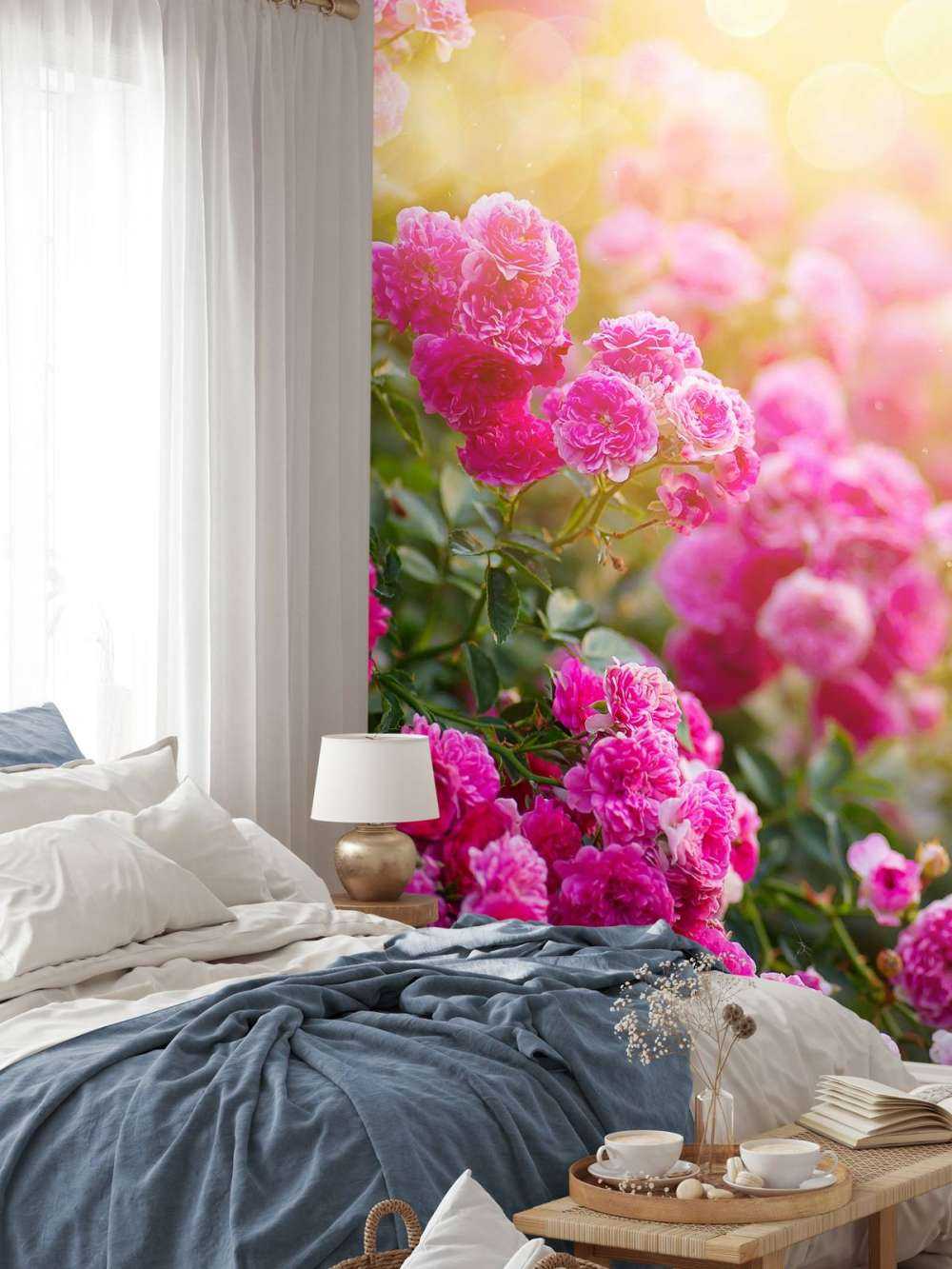 Lyserøde rosenbuske