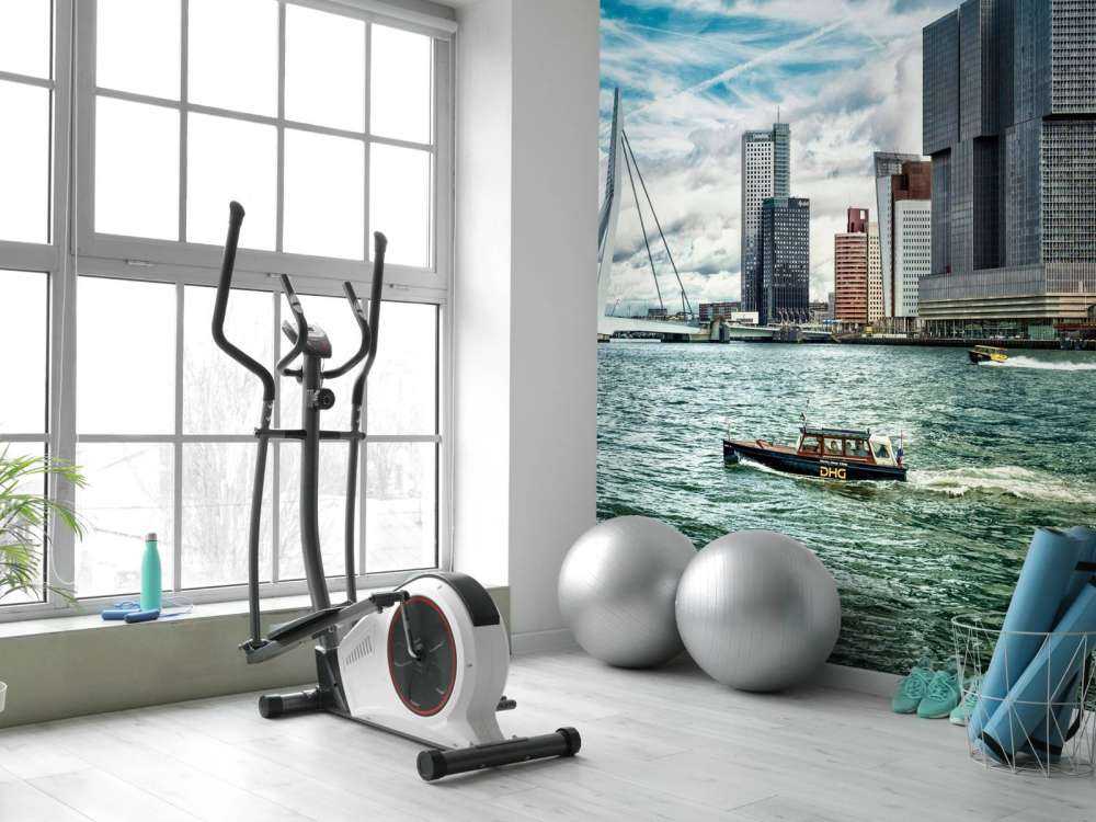 Skyline' Rotterdam med udsigt over Kop van Zuid i farver 