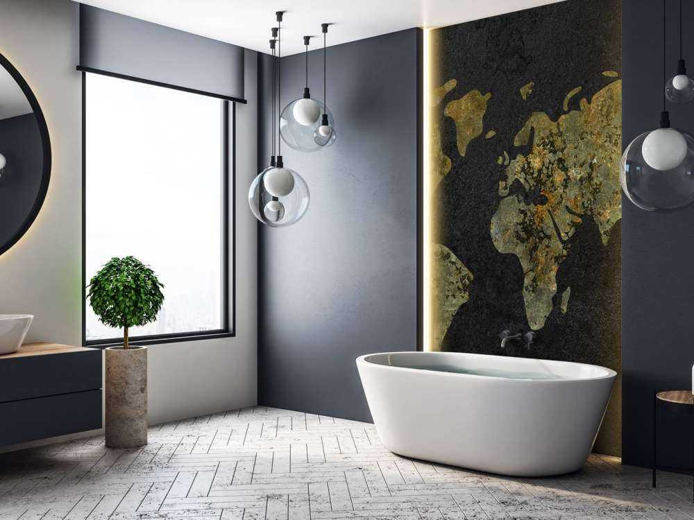 Verdenskort med guld-grøn tekstur