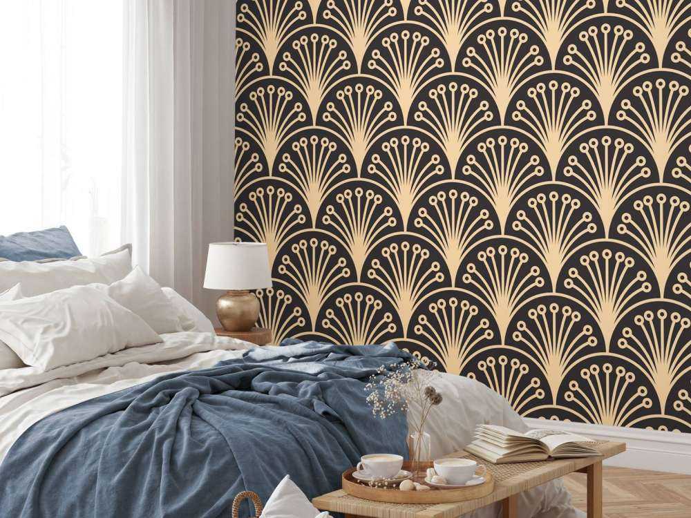 Guld art deco blomster