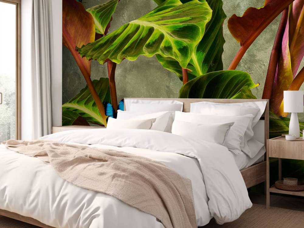 Grøn plante med sommerfugle