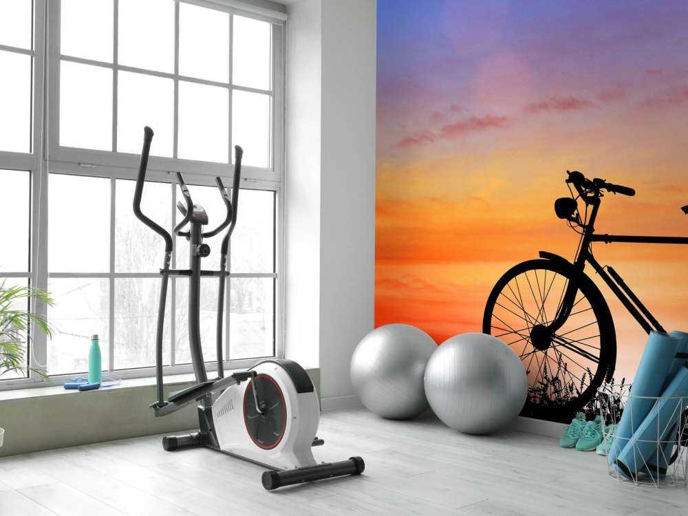 Vintagecykel ved solnedgang