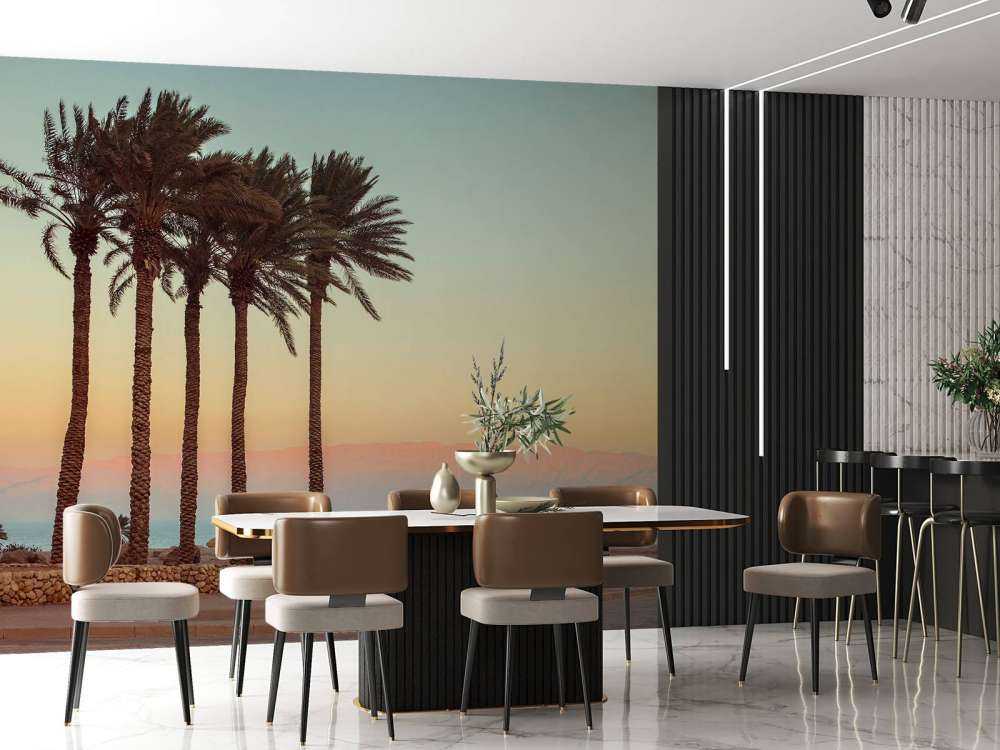 Palmetræer ved solnedgang