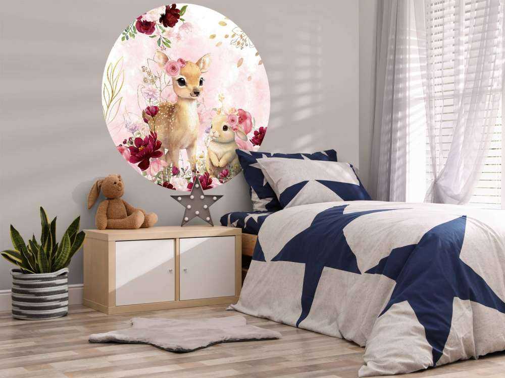 Hjort og kanin i blomsterpragt