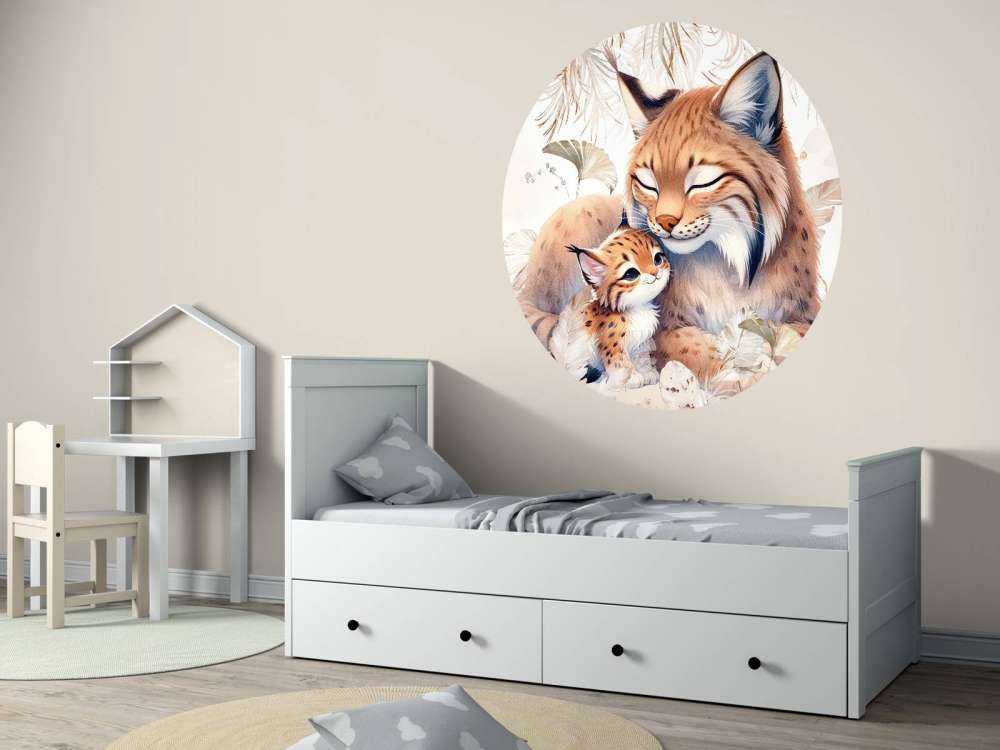 Kærlig lynx med unge