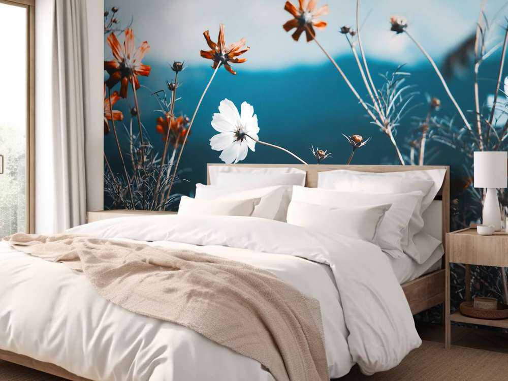 Kosmos blomster i marken