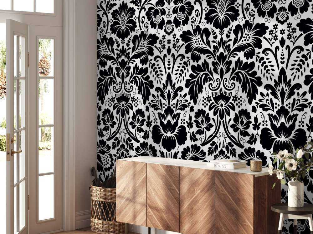 Damask sort og hvid