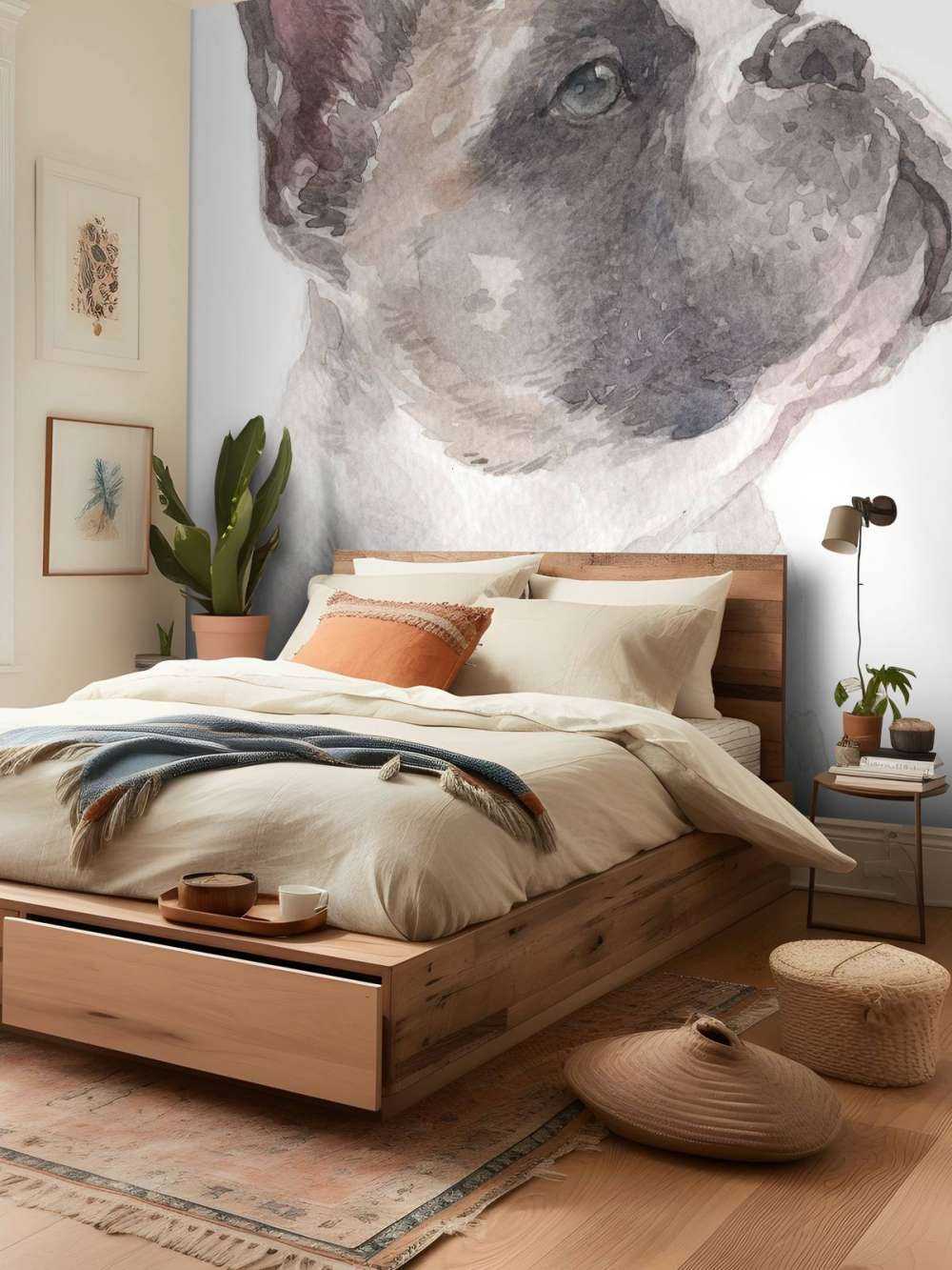 Akvarel fransk bullhund