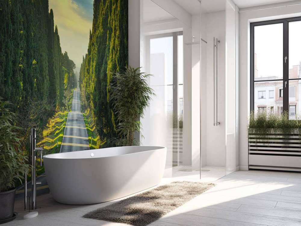 Vej med høje træer