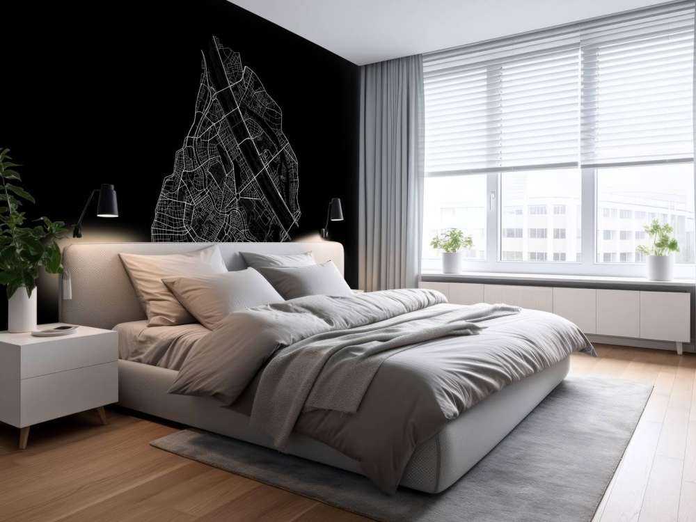 Kort over Wiens centrum, sort