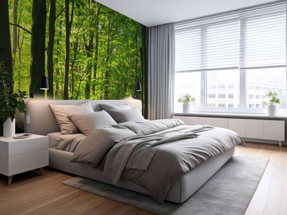 Solrig vej gennem en skov